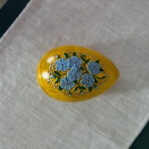 Vintage Handmade Ceramic Egg Trinket Dish Signed
